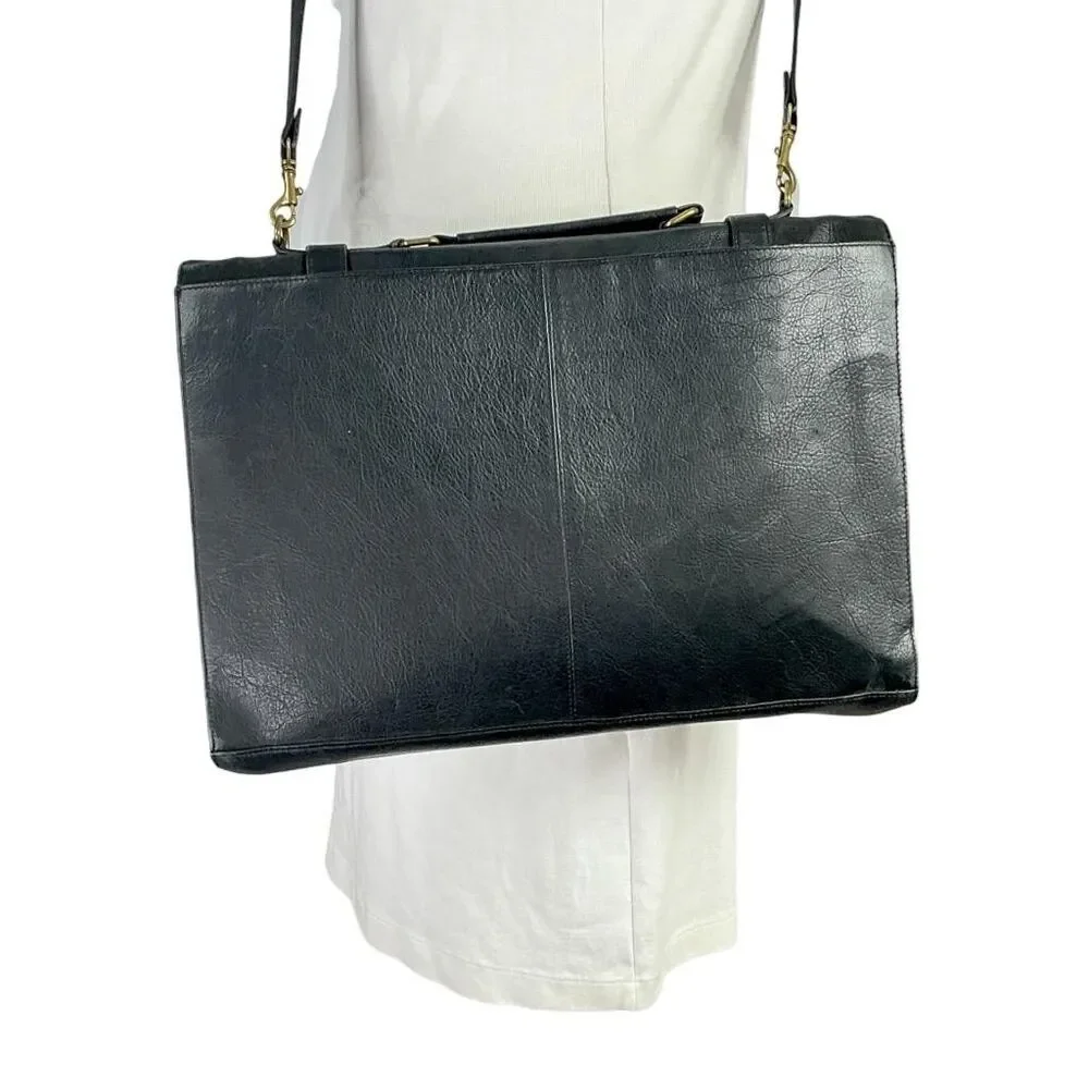 Wilson's Leather Messenger Bag Black Leather Briefcase Crossbody Satchel